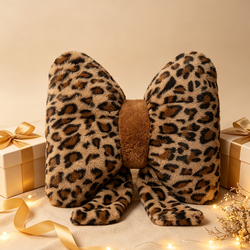 ✨ PROMO 50% DE RÉDUCTION ! 🐆 Coussin Léopard à Nœud – Douillet, Ergonomique, Décoratif ✨
