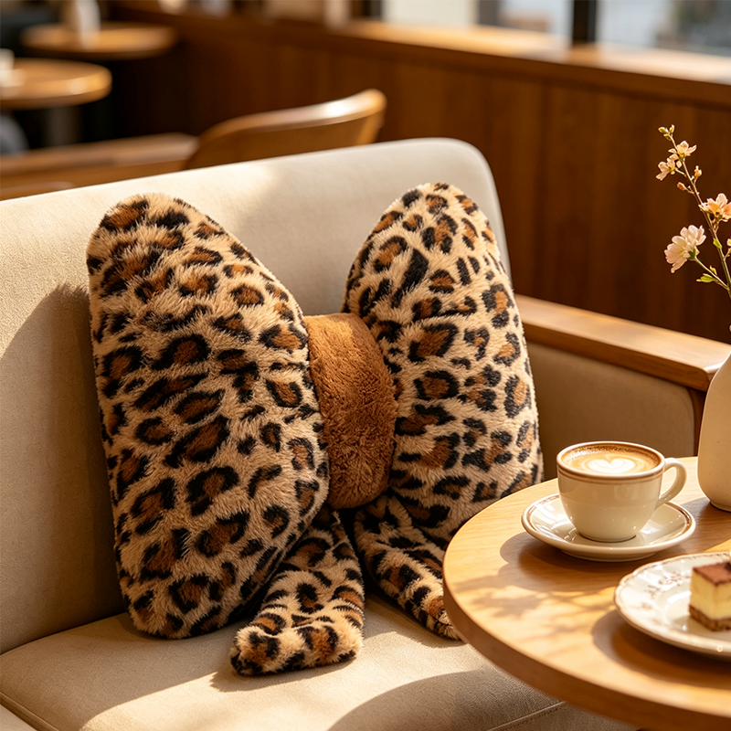 ✨ PROMO 50% DE RÉDUCTION ! 🐆 Coussin Léopard à Nœud – Douillet, Ergonomique, Décoratif ✨