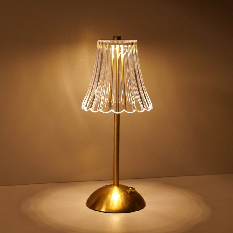 🪔 -50% ! ✨ Lampe de Table Rétro Rechargeable – Acrylique + Fer – Ø11×30 cm – 2 W – Tactile 3 Couleurs – Type-C – Protection des Yeux – Or 🏠