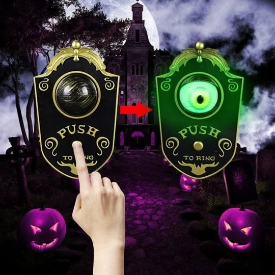 📢 PROMO FLASH : 50% DE RÉDUCTION ! ⏰ Sonnette Halloween Démon à Un Œil – Plastique Aspect Laiton Antique – Yeux Lumineux & Son Effrayant for Fêtes & Maisons Hantées 🎃