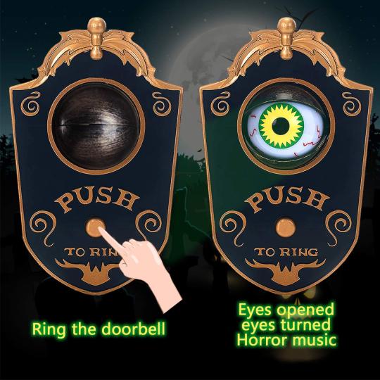 📢 PROMO FLASH : 50% DE RÉDUCTION ! ⏰ Sonnette Halloween Démon à Un Œil – Plastique Aspect Laiton Antique – Yeux Lumineux & Son Effrayant for Fêtes & Maisons Hantées 🎃