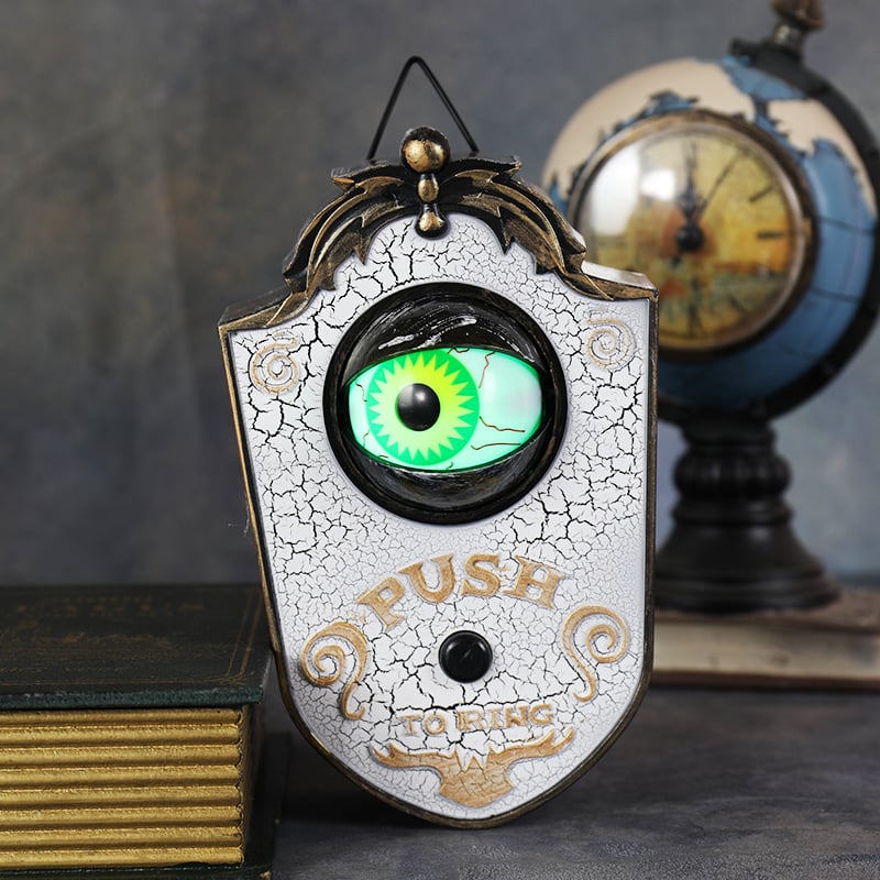 📢 PROMO FLASH : 50% DE RÉDUCTION ! ⏰ Sonnette Halloween Démon à Un Œil – Plastique Aspect Laiton Antique – Yeux Lumineux & Son Effrayant for Fêtes & Maisons Hantées 🎃