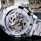 ⌚ -50% ! ⚙️ Montre Automatique Squelette pour Homme – Alliage Zinc – 41 mm – Verre Minéral – Bracelet Acier Inoxydable – 30 M – Or/Métal 🕶️