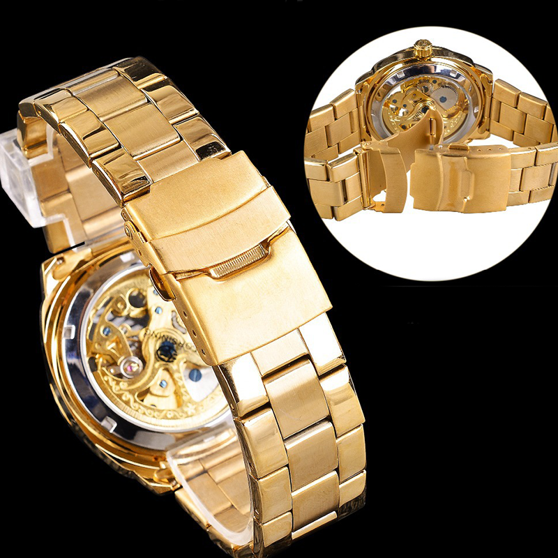 ⌚ -50% ! ⚙️ Montre Automatique Squelette pour Homme – Alliage Zinc – 41 mm – Verre Minéral – Bracelet Acier Inoxydable – 30 M – Or/Métal 🕶️