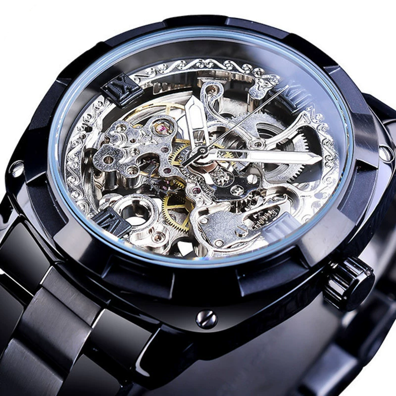⌚ -50% ! ⚙️ Montre Automatique Squelette pour Homme – Alliage Zinc – 41 mm – Verre Minéral – Bracelet Acier Inoxydable – 30 M – Or/Métal 🕶️