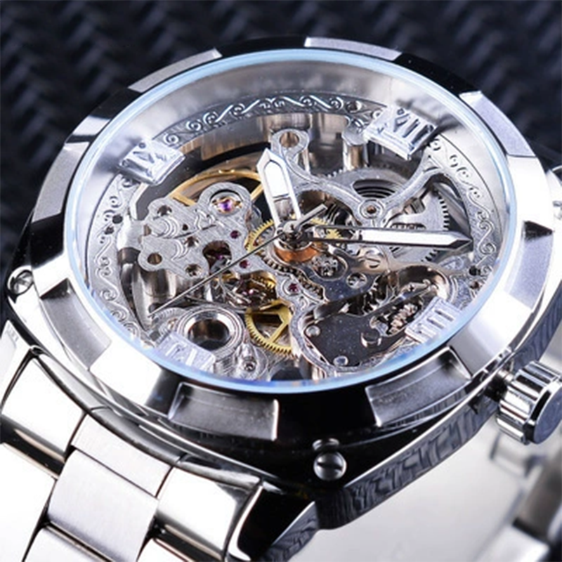 ⌚ -50% ! ⚙️ Montre Automatique Squelette pour Homme – Alliage Zinc – 41 mm – Verre Minéral – Bracelet Acier Inoxydable – 30 M – Or/Métal 🕶️