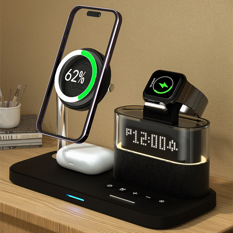 ⏰ PROMO FLASH : 50% DE RÉDUCTION ! 📱 Station de Charge Sans Fil 3-en-1 avec Réveil & Lumière RGB – Charge Smartphone, Montre & Écouteurs 🎧