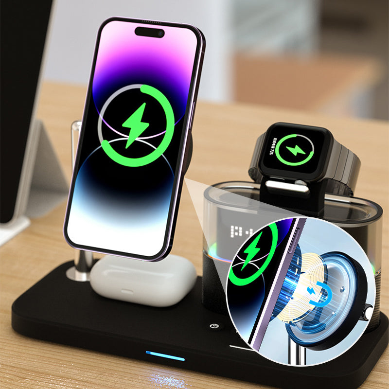 ⏰ PROMO FLASH : 50% DE RÉDUCTION ! 📱 Station de Charge Sans Fil 3-en-1 avec Réveil & Lumière RGB – Charge Smartphone, Montre & Écouteurs 🎧