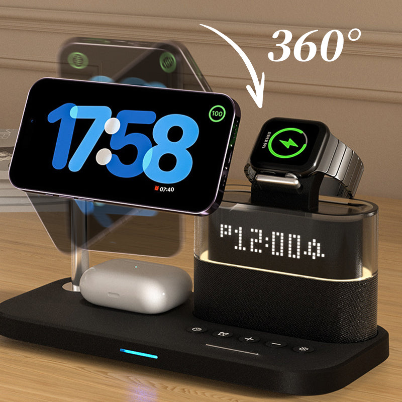 ⏰ PROMO FLASH : 50% DE RÉDUCTION ! 📱 Station de Charge Sans Fil 3-en-1 avec Réveil & Lumière RGB – Charge Smartphone, Montre & Écouteurs 🎧