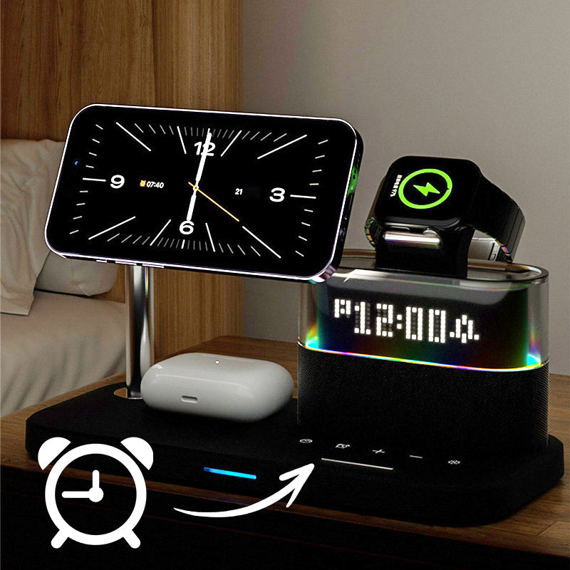 ⏰ PROMO FLASH : 50% DE RÉDUCTION ! 📱 Station de Charge Sans Fil 3-en-1 avec Réveil & Lumière RGB – Charge Smartphone, Montre & Écouteurs 🎧