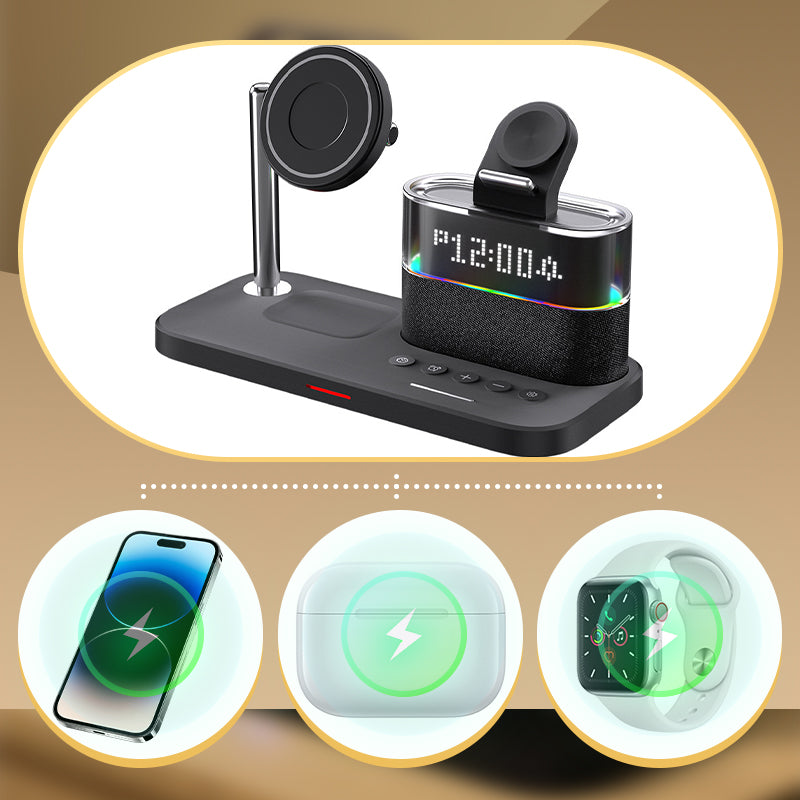 ⏰ PROMO FLASH : 50% DE RÉDUCTION ! 📱 Station de Charge Sans Fil 3-en-1 avec Réveil & Lumière RGB – Charge Smartphone, Montre & Écouteurs 🎧