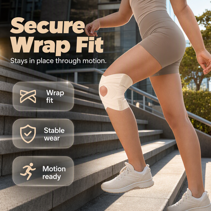 🦵💨 Genouillère respirante à sangle croisée – Support ferme, tissu non chauffant, ajustement parfait pour la marche 🏃‍♂️✨