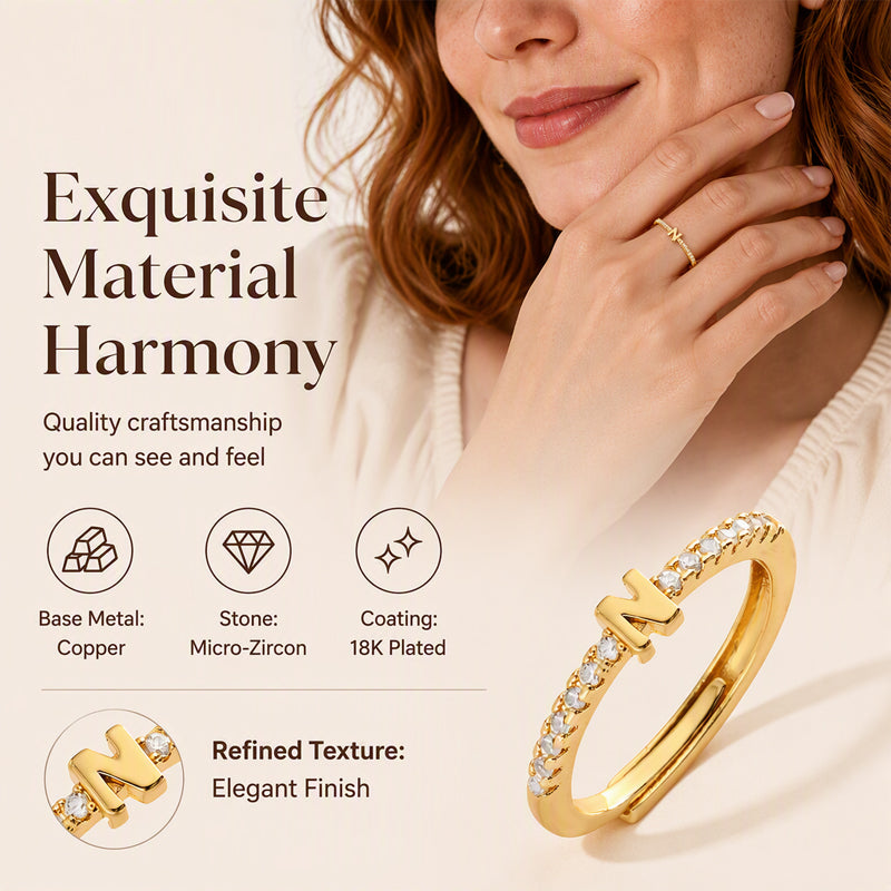 💍‑50 % MAINTENANT ! ✨Bague initiale ajustable minimaliste – ajustable, design élégant et personnalisé, idéal pour tous les jours ou comme cadeau 💖