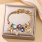 ☀️ -50% ! 🌙 Bracelet à Breloques Célestes Soleil et Lune – Alliage Doré – 18–22 cm Ajustable – Strass et Émail – Cadeau Astral ✨