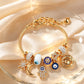 ☀️ -50% ! 🌙 Bracelet à Breloques Célestes Soleil et Lune – Alliage Doré – 18–22 cm Ajustable – Strass et Émail – Cadeau Astral ✨