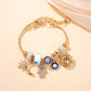 ☀️ -50% ! 🌙 Bracelet à Breloques Célestes Soleil et Lune – Alliage Doré – 18–22 cm Ajustable – Strass et Émail – Cadeau Astral ✨