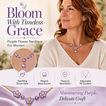 📢📢50% DE RÉDUCTION !! ⏰Collier Pendentif Fleur Zircon Violet Élégant