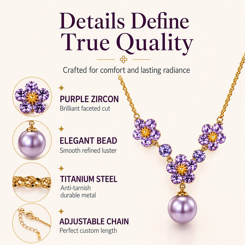 📢📢50% DE RÉDUCTION !! ⏰Collier Pendentif Fleur Zircon Violet Élégant