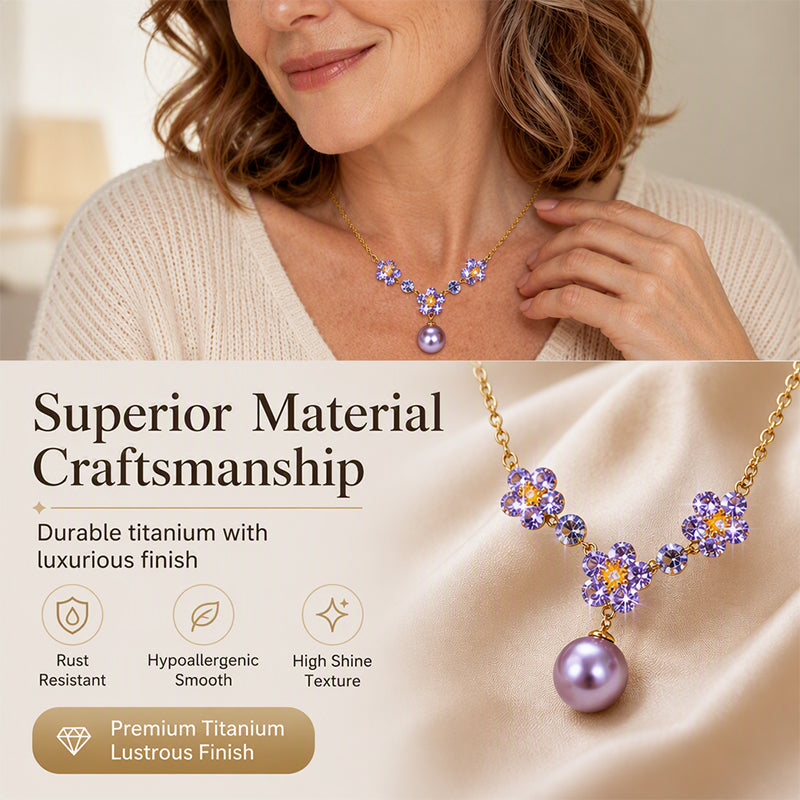 📢📢50% DE RÉDUCTION !! ⏰Collier Pendentif Fleur Zircon Violet Élégant