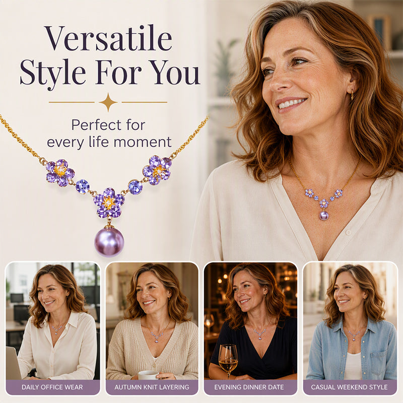 📢📢50% DE RÉDUCTION !! ⏰Collier Pendentif Fleur Zircon Violet Élégant