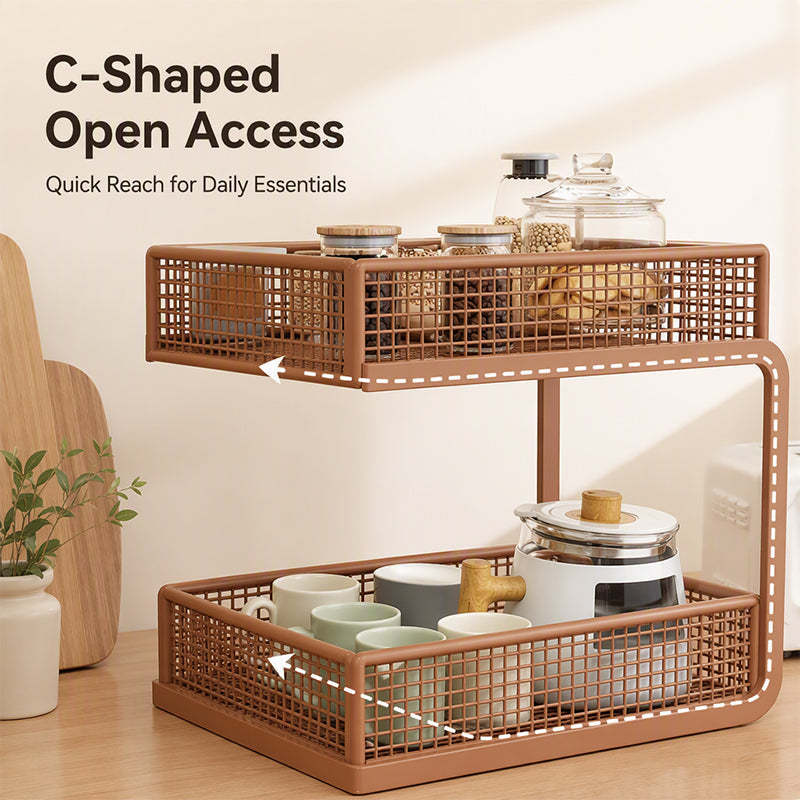🏠 PROMO FLASH : 50% DE RÉDUCTION ! 📦 Étagère de Rangement 2 Niveaux – Acier Carbone – Accès Ouvert en Forme de C for Bureau & Cuisine ☕