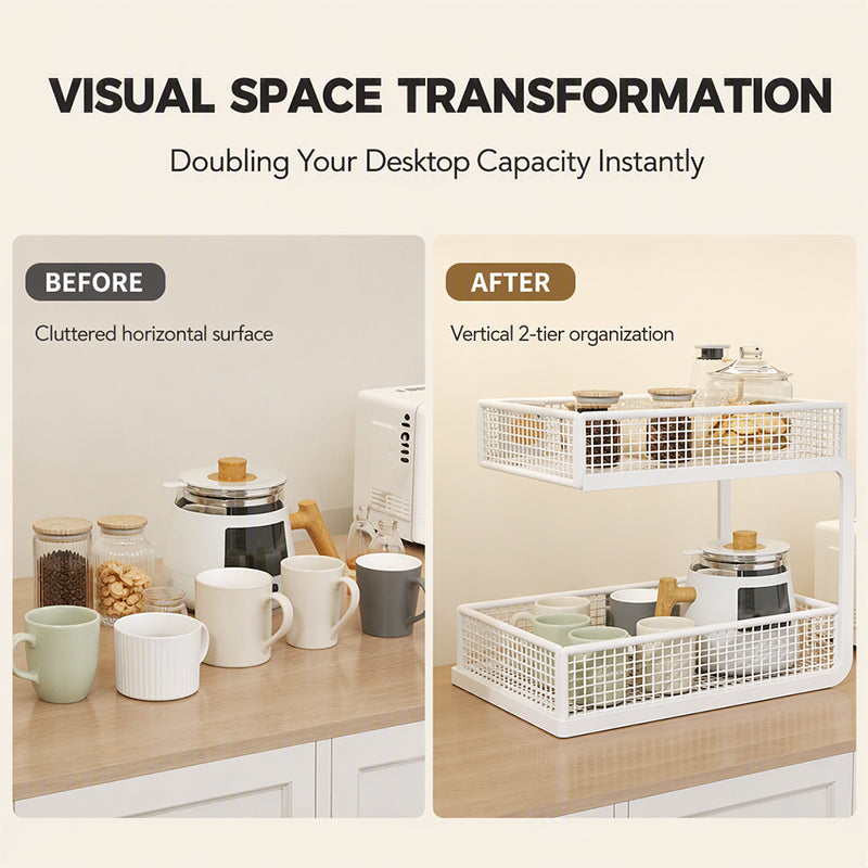 🏠 PROMO FLASH : 50% DE RÉDUCTION ! 📦 Étagère de Rangement 2 Niveaux – Acier Carbone – Accès Ouvert en Forme de C for Bureau & Cuisine ☕