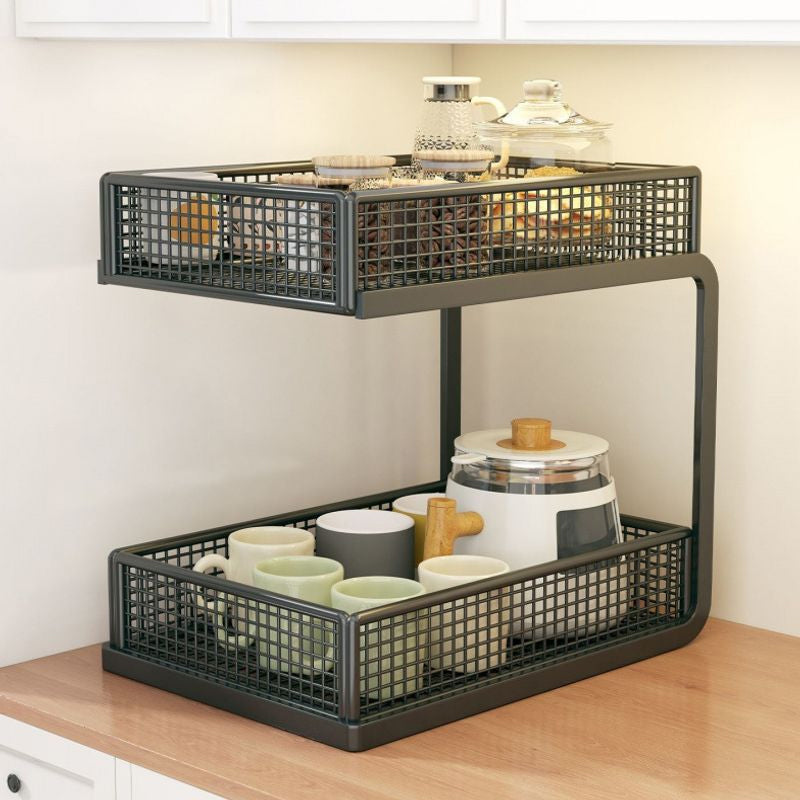 🏠 PROMO FLASH : 50% DE RÉDUCTION ! 📦 Étagère de Rangement 2 Niveaux – Acier Carbone – Accès Ouvert en Forme de C for Bureau & Cuisine ☕