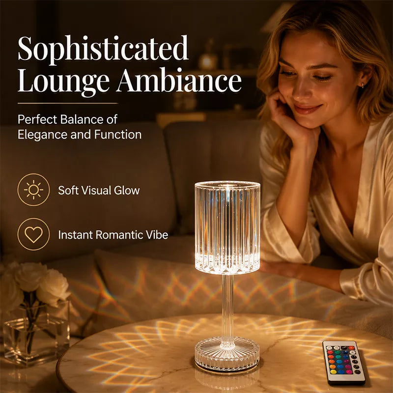 🌹✨ Lampe de table acrylique en forme de rose cristalline – veilleuse RGB tactile pour chambre à coucher et décoration romantique