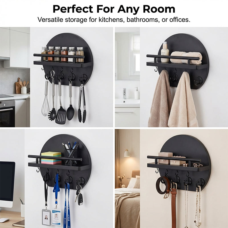 🔑 50% DE RÉDUCTION! 🏠 Porte-clés mural – Bois & métal, 4 crochets – Idéal pour entrée ✨