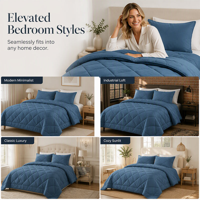 📢 PROMO FLASH : 50% DE RÉDUCTION ! Parure de Couette Matelassée 3 Pièces avec Taies d'Oreiller