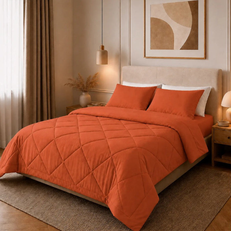 📢 PROMO FLASH : 50% DE RÉDUCTION ! Parure de Couette Matelassée 3 Pièces avec Taies d'Oreiller