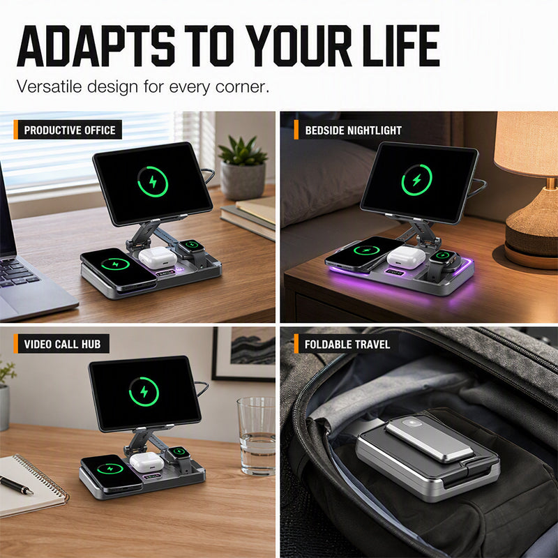 📱 PROMO FLASH : 50% DE RÉDUCTION ! ⏰ Station de Charge Sans Fil – Alliage d'Aluminium – 4-en-1 Magnétique & Pliable for Smartphone & Montre & Écouteurs 🔋