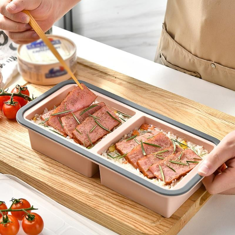Boîte de préparation de repas en silicone compartimentée avec couvercle
