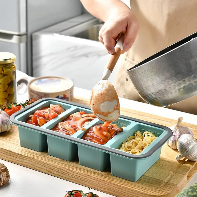 Boîte de préparation de repas en silicone compartimentée avec couvercle
