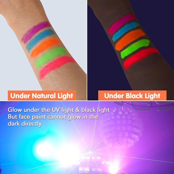 🌟 PROMO FLASH : 50% DE RÉDUCTION ! ✨ Crayons Luminescents Peinture Corporelle – Hydrosoluble & UV Fluorescent – 98% Lavables for Fêtes & Halloween 🎭