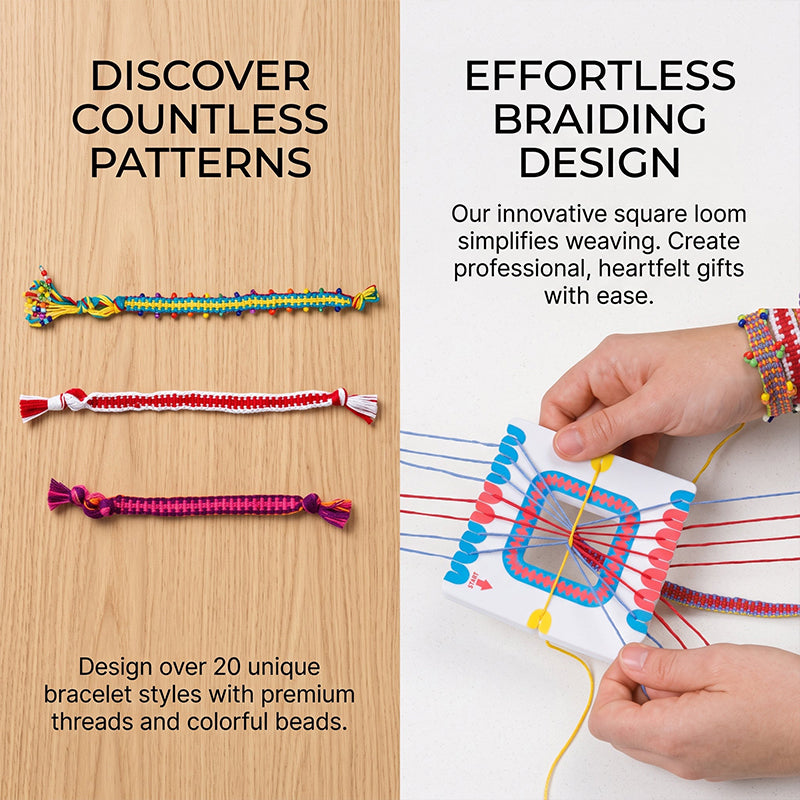🎀 PROMO FLASH : 50% DE RÉDUCTION ! 🧵 Kit de Fabrication de Bracelets DIY pour Enfants – Tissage Créatif & Perles Colorées – 6 Styles Disponibles for Loisirs Créatifs ✨