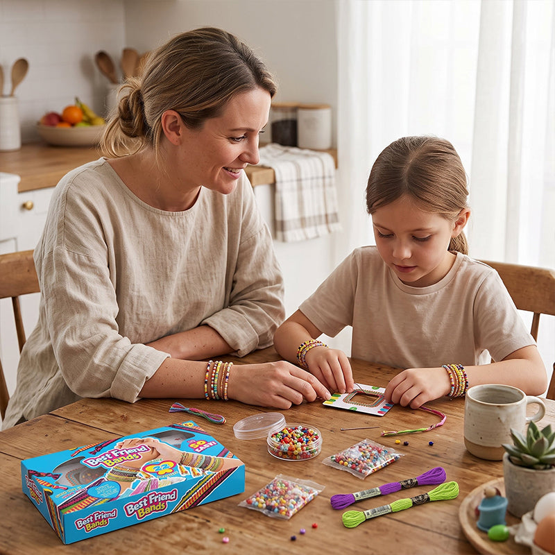 🎀 PROMO FLASH : 50% DE RÉDUCTION ! 🧵 Kit de Fabrication de Bracelets DIY pour Enfants – Tissage Créatif & Perles Colorées – 6 Styles Disponibles for Loisirs Créatifs ✨