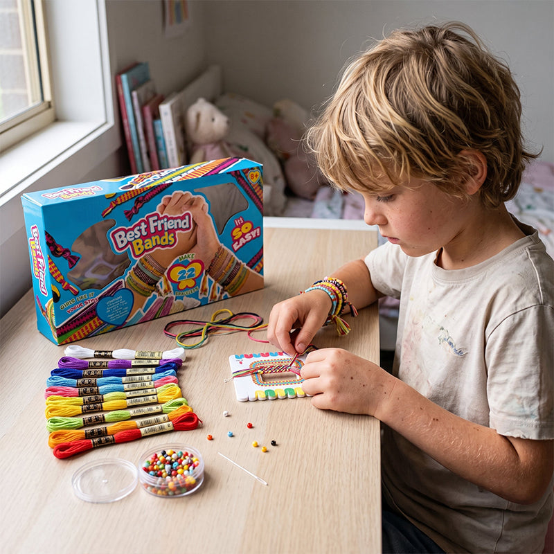 🎀 PROMO FLASH : 50% DE RÉDUCTION ! 🧵 Kit de Fabrication de Bracelets DIY pour Enfants – Tissage Créatif & Perles Colorées – 6 Styles Disponibles for Loisirs Créatifs ✨