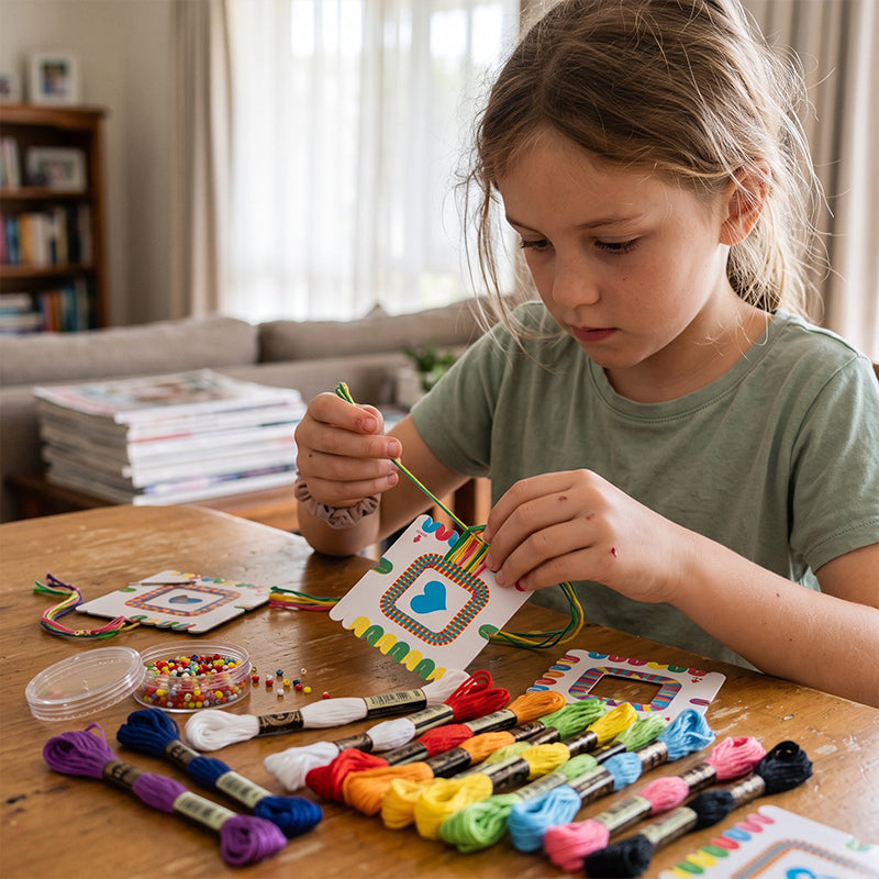 🎀 PROMO FLASH : 50% DE RÉDUCTION ! 🧵 Kit de Fabrication de Bracelets DIY pour Enfants – Tissage Créatif & Perles Colorées – 6 Styles Disponibles for Loisirs Créatifs ✨