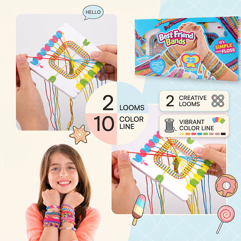 🎀 PROMO FLASH : 50% DE RÉDUCTION ! 🧵 Kit de Fabrication de Bracelets DIY pour Enfants – Tissage Créatif & Perles Colorées – 6 Styles Disponibles for Loisirs Créatifs ✨