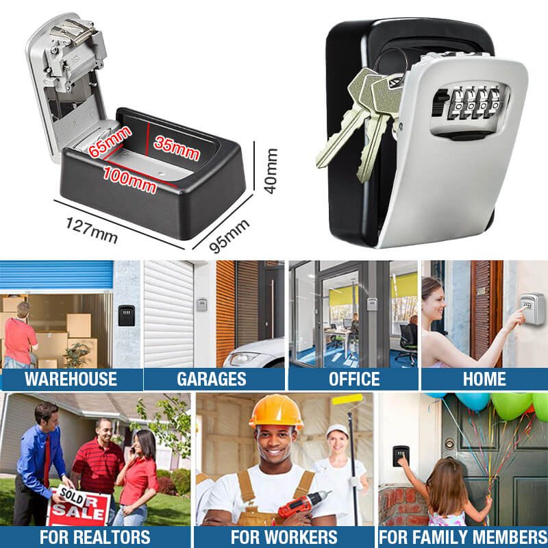 📢📢40 % DE RÉDUCTION !! ⏰ Boîte à clés sécurisée murale – Fini les clés cachées sous le paillasson – Code 4 chiffres réglable, capacité 5 clés – Idéal pour maison, jardin et locations saisonnières 🏠