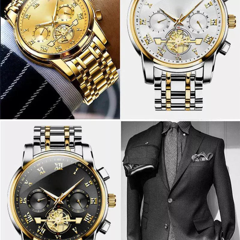 ⌚ PROMO FLASH : 50% DE RÉDUCTION ! ✨ Montre Homme Quartz Dodécagone de Luxe – Chronographe & Phase de Lune – Tourbillon Décoratif – Bracelet Acier Inoxydable 🎩