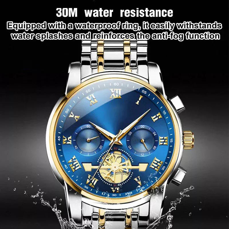 ⌚ PROMO FLASH : 50% DE RÉDUCTION ! ✨ Montre Homme Quartz Dodécagone de Luxe – Chronographe & Phase de Lune – Tourbillon Décoratif – Bracelet Acier Inoxydable 🎩